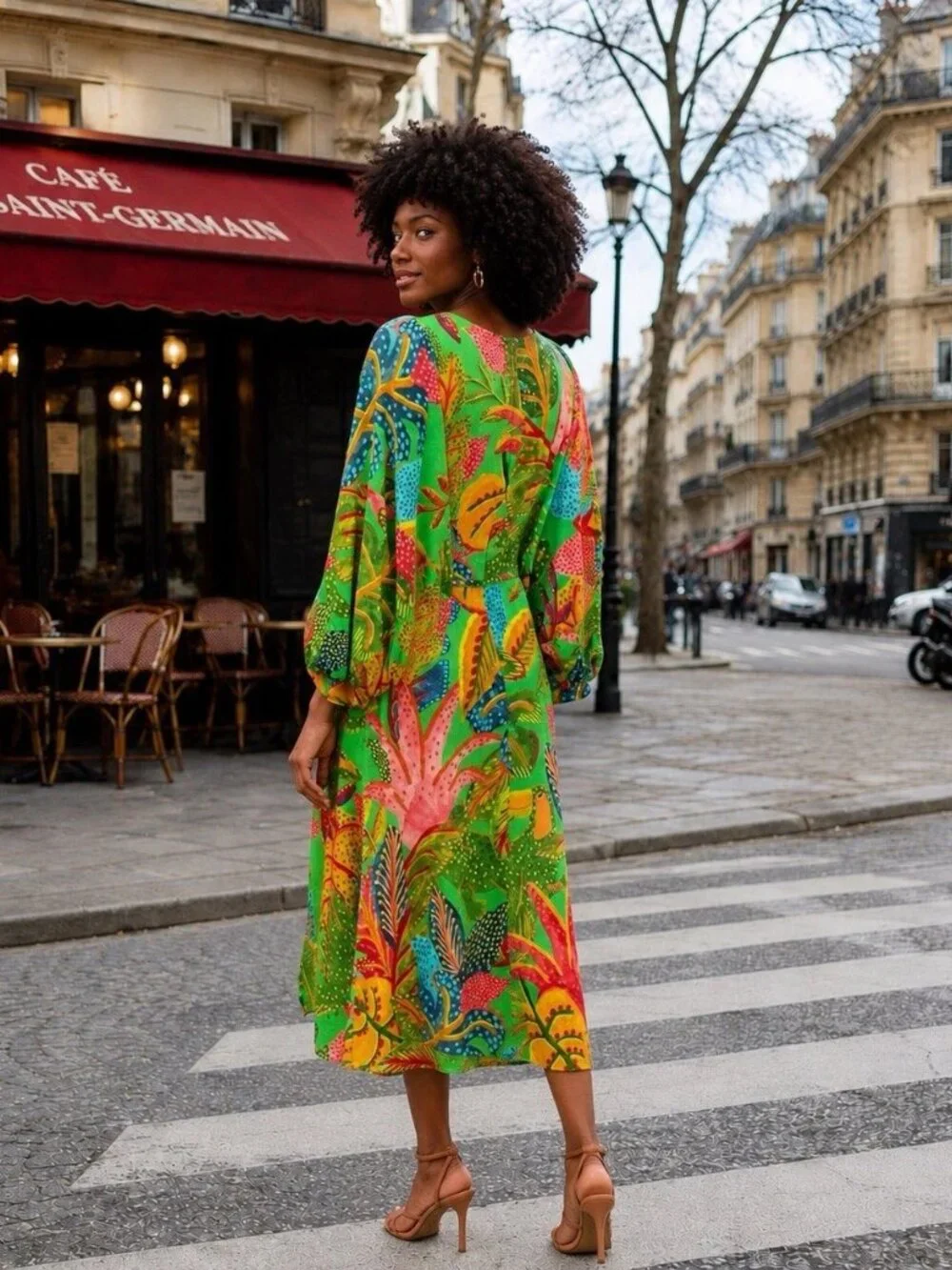 Antropologie Farm Rio Forest Multicolor V-Neck Long Sleeves Slit Midi Dress - Picture 2 of 5